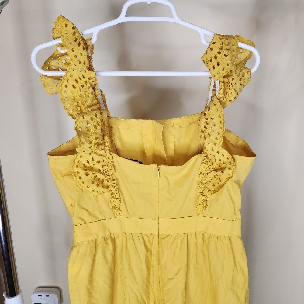 Madewell Eyelet Frilled-Strap Jumpsuit Yellow Size 6 - Picture 8 of 12